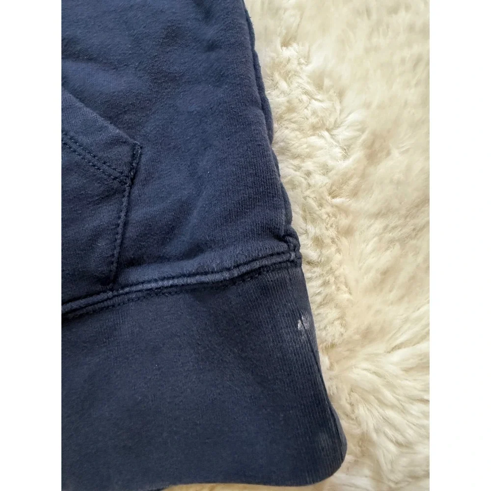 True Religion Hoodie Navy Blue S Varsity Chenille Patch Colorblock Skater Retro